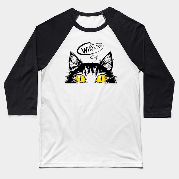 cat who s there Baseball T-Shirt by Mako Design 